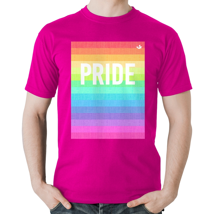Camiseta Algodão LGBT Pride - Arco-íris Orgulho - Rosa