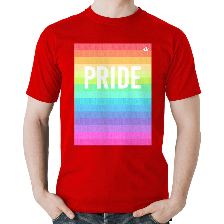 Camiseta Algodão LGBT Pride - Arco-íris Orgulho - Vermelha