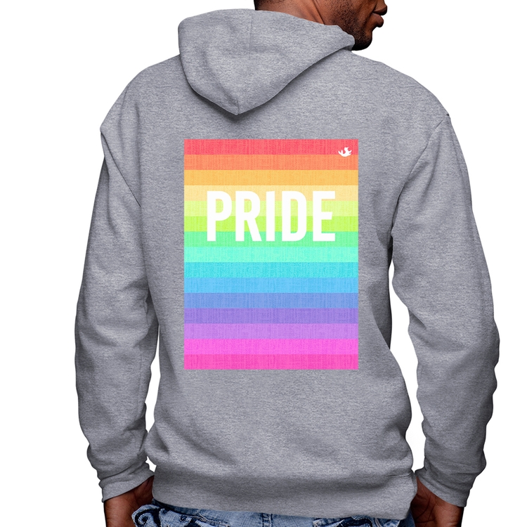 Blusa Moletom LGBT Pride - Arco-íris Orgulho Masculina com Capuz e Zíper - Mescla