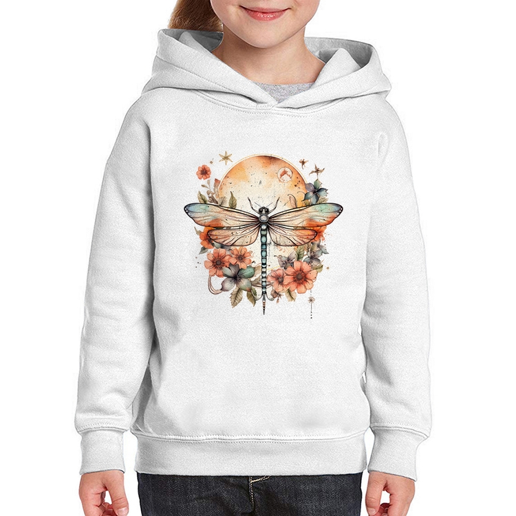 Moletom Infantil Libélula, Lua e Flores