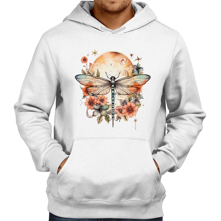 Moletom Libélula, Lua e Flores - Branco