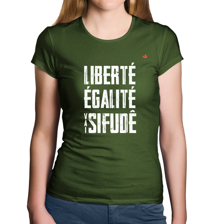 Baby Look Algodão Liberté, Égalité, Vai sifudê - Musgo