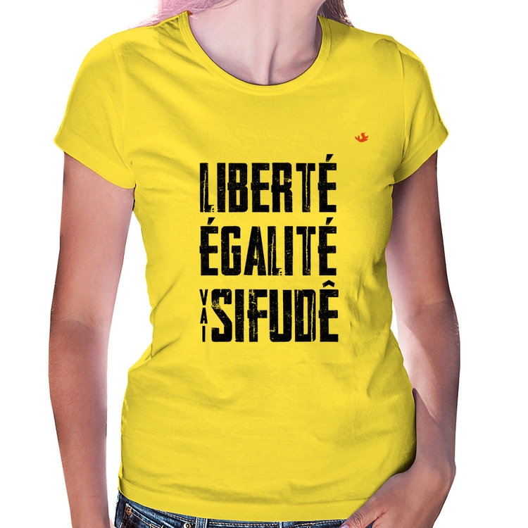 Baby Look Liberté, Égalité, Vai sifudê - Amarela
