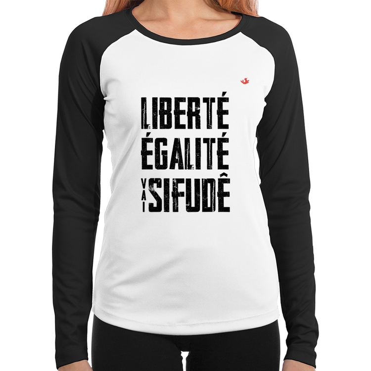 Baby Look Raglan Liberté, Égalité, Vai sifudê Manga Longa