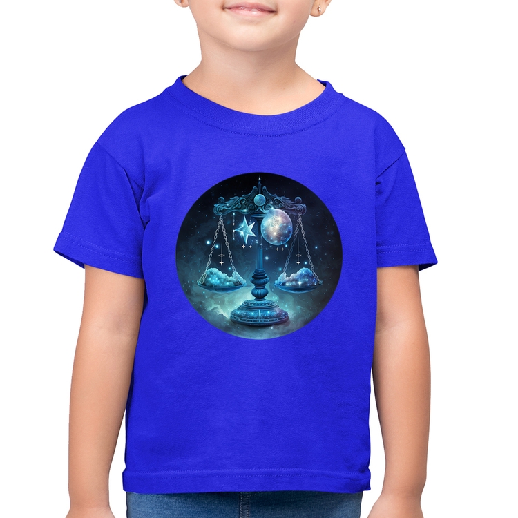 Camiseta Algodão Infantil Libra Signo - Azul Royal