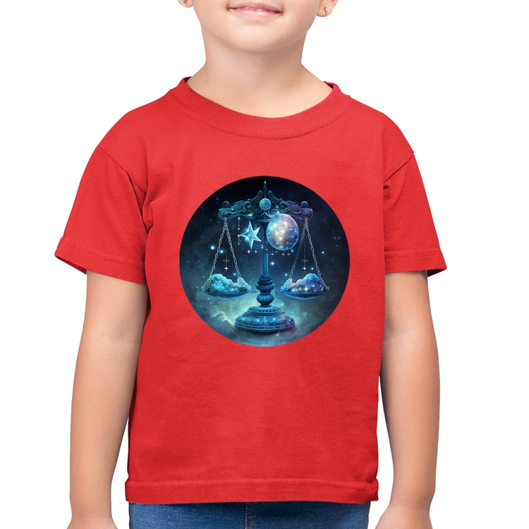 Camiseta Algodão Infantil Libra Signo - Vermelha