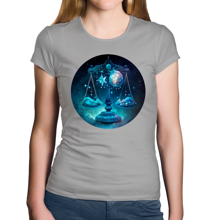 Baby Look Algodão Libra Sígno - Cinza