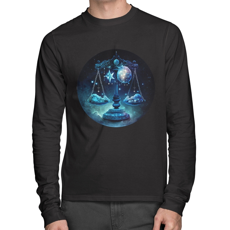 Camiseta Algodão Libra Sígno Manga Longa