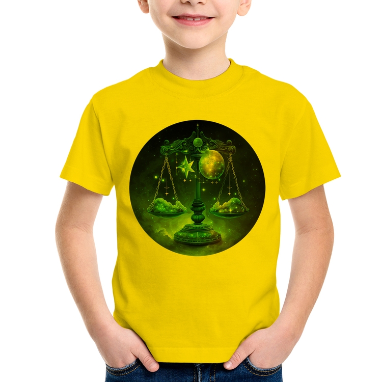 Camiseta Infantil Libra Sígno - Amarela