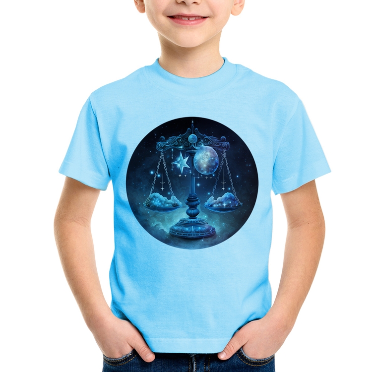 Camiseta Infantil Libra Sígno - Azul Bebê