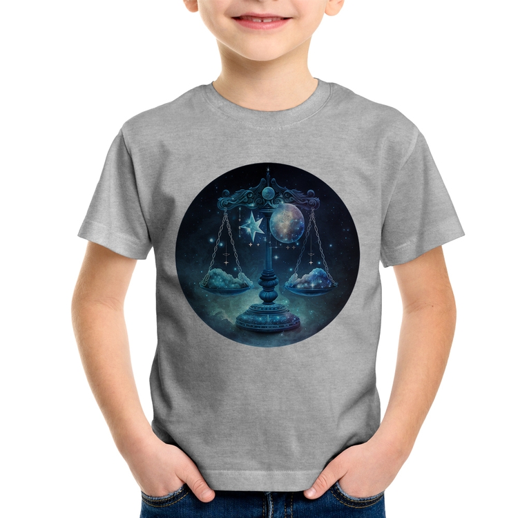 Camiseta Infantil Libra Sígno - Cinza