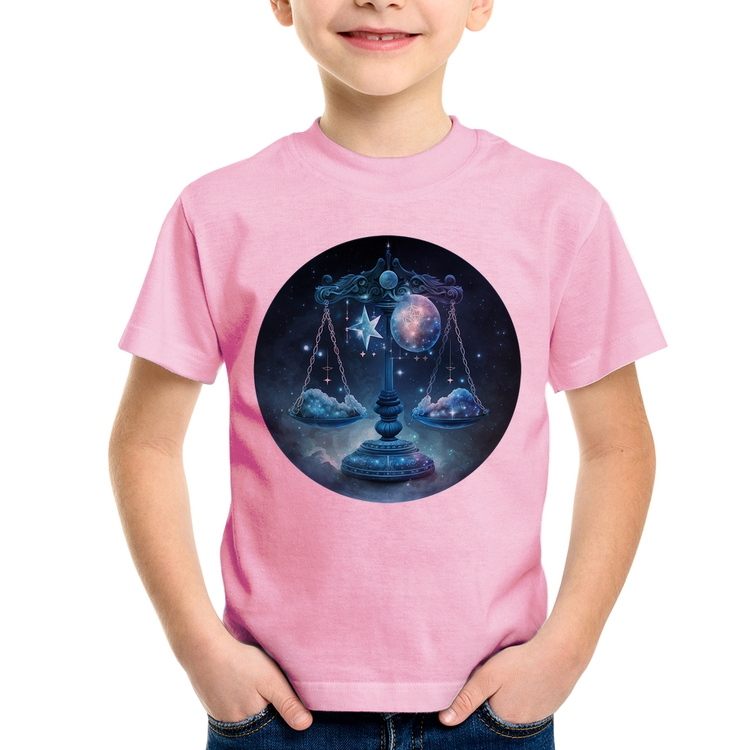 Camiseta Infantil Libra Sígno - Rosa Bebê