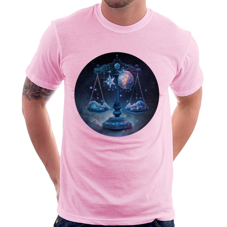 Camiseta Libra Sígno - Rosa Bebê