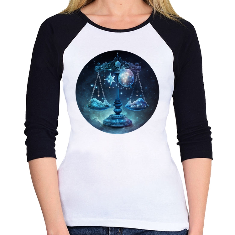 Baby Look Raglan Libra Sígno Manga 3/4