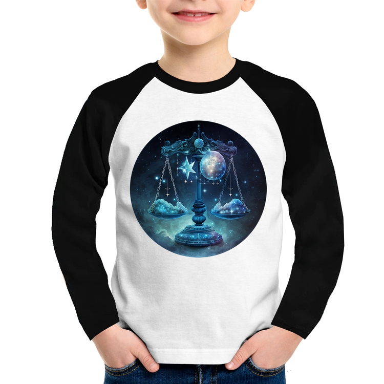 Camiseta Raglan Infantil Libra Sígno Manga Longa