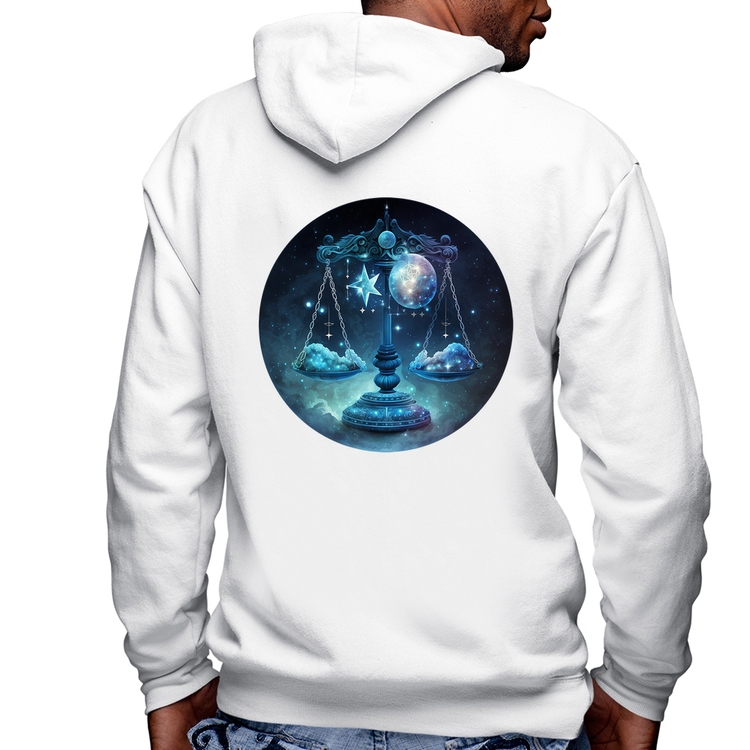 Blusa Moletom Libra Sígno Masculina com Capuz e Zíper - Branca