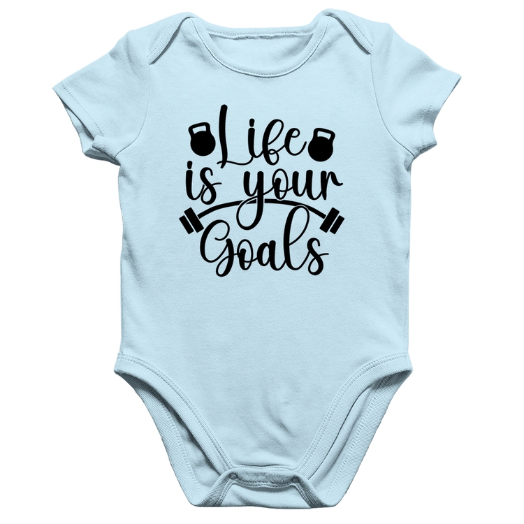 Body Bebê Algodão Life Is Your Goals - Azul Bebê