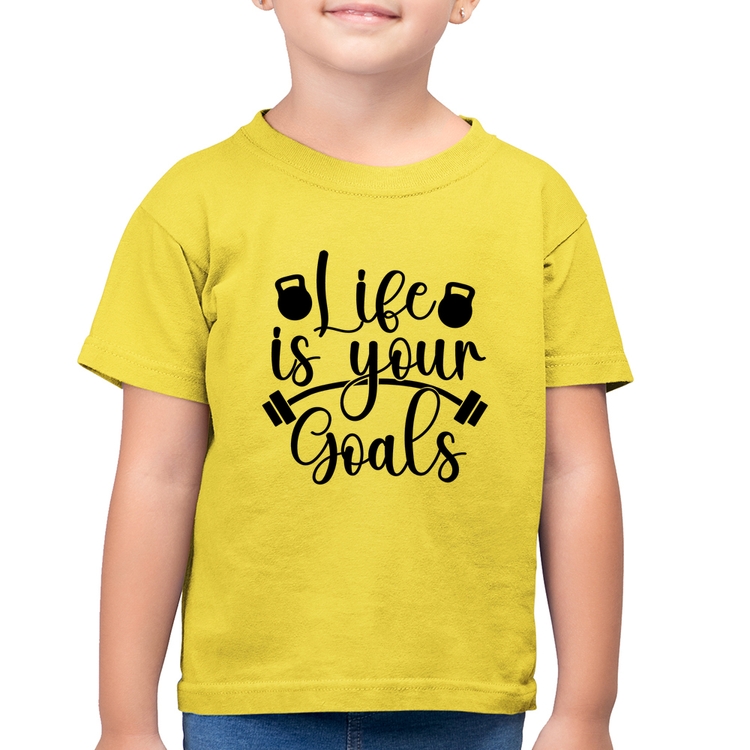 Camiseta Algodão Infantil Life Is Your Goals - Amarelo Canário