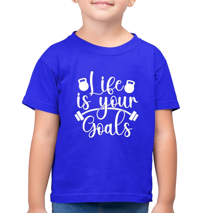 Camiseta Algodão Infantil Life Is Your Goals - Azul Royal