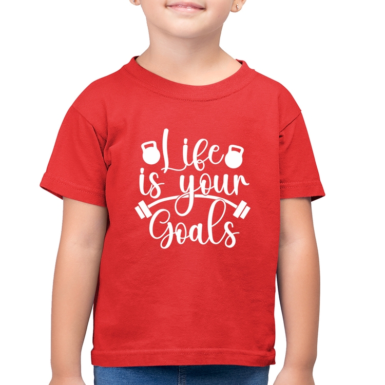 Camiseta Algodão Infantil Life Is Your Goals - Vermelha