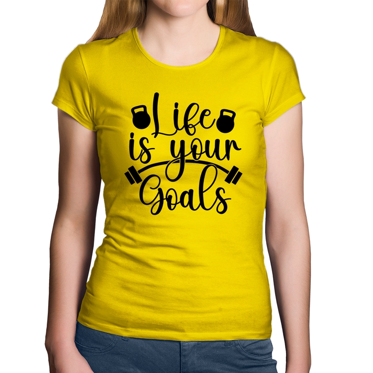 Baby Look Algodão Life Is Your Goals - Amarela