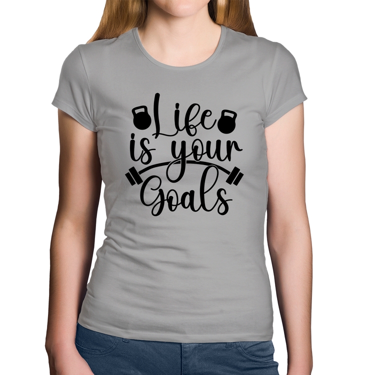 Baby Look Algodão Life Is Your Goals - Cinza