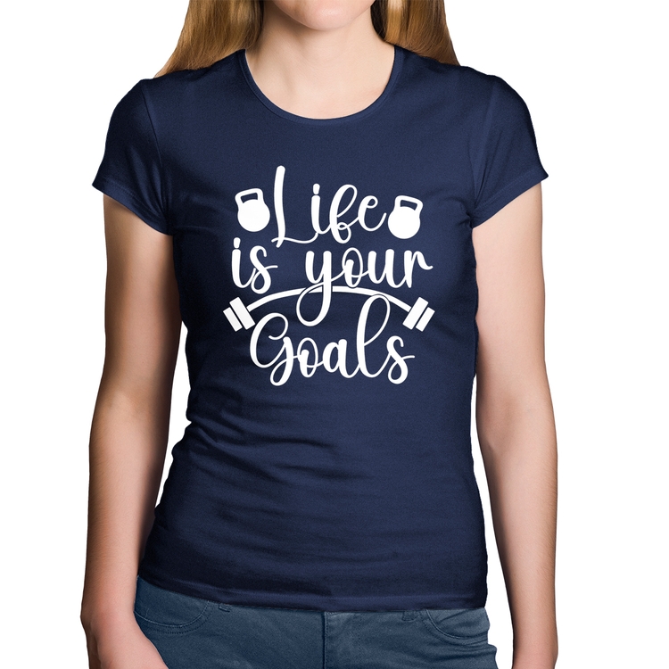 Baby Look Algodão Life Is Your Goals - Marinho