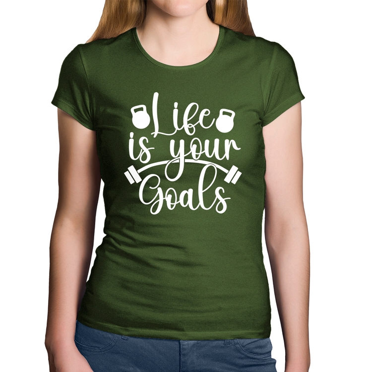 Baby Look Algodão Life Is Your Goals - Musgo