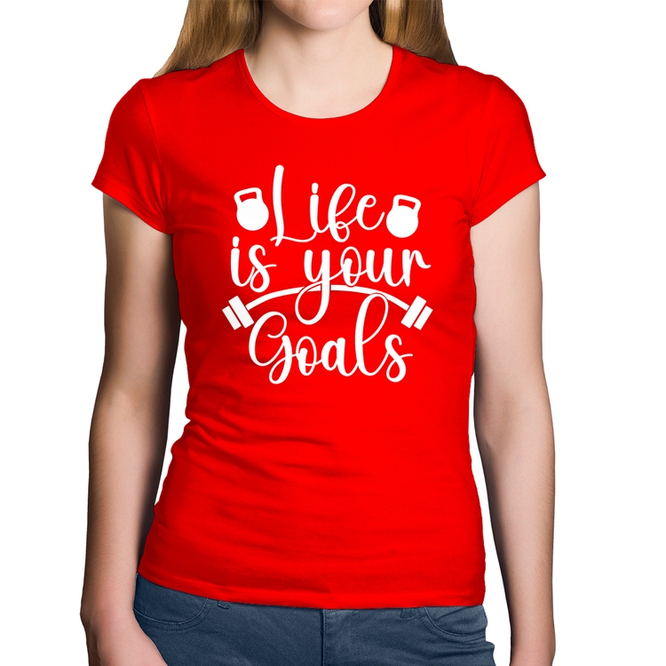 Baby Look Algodão Life Is Your Goals - Vermelha