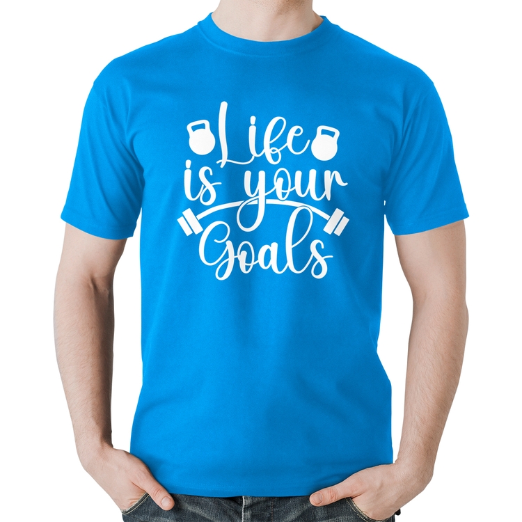 Camiseta Algodão Life Is Your Goals - Azul