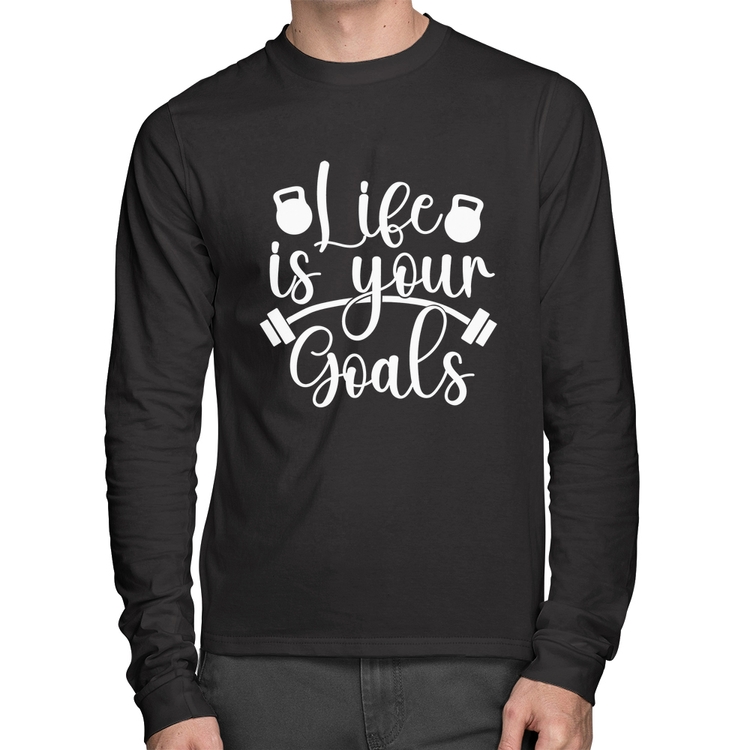 Camiseta Algodão Life Is Your Goals Manga Longa