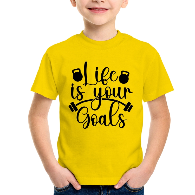Camiseta Infantil Life Is Your Goals - Amarela