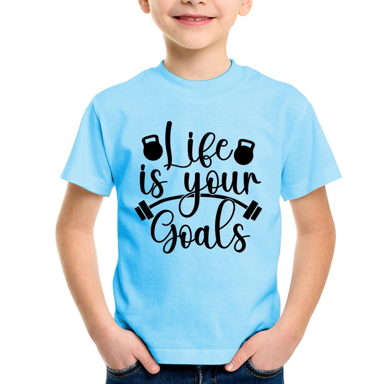 Camiseta Infantil Life Is Your Goals - Azul Bebê