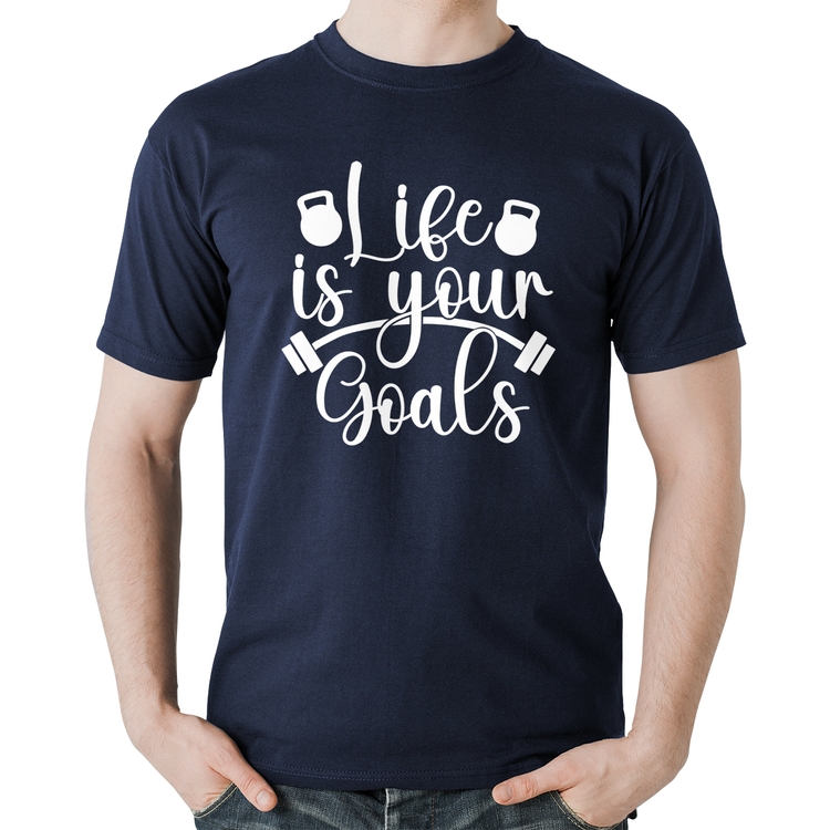 Camiseta Algodão Life Is Your Goals - Marinho
