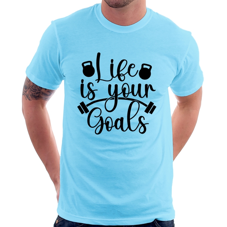 Camiseta Life Is Your Goals - Azul Bebê