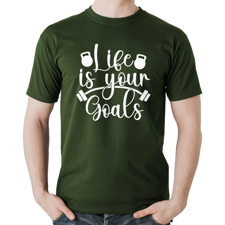 Camiseta Algodão Life Is Your Goals - Musgo