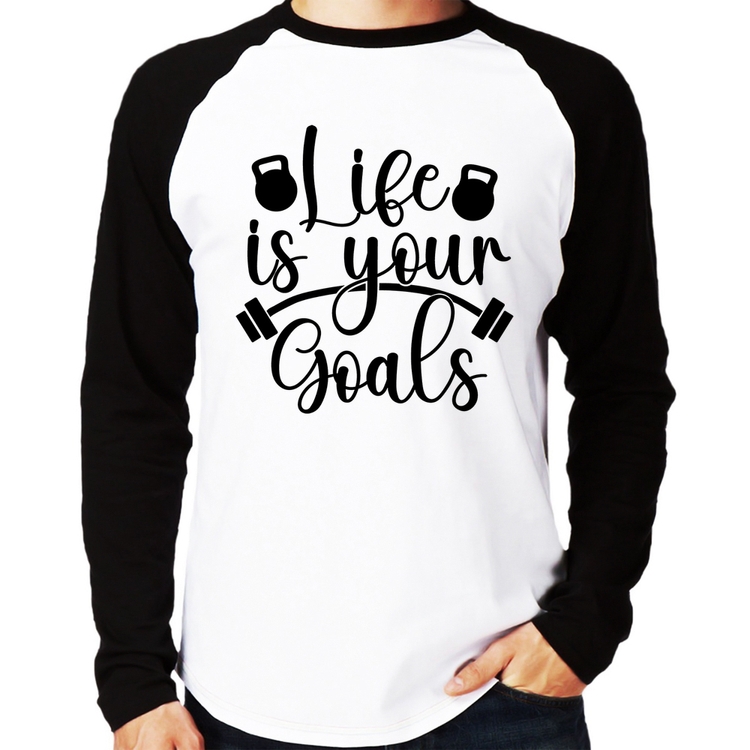 Camiseta Raglan Life Is Your Goals Manga Longa