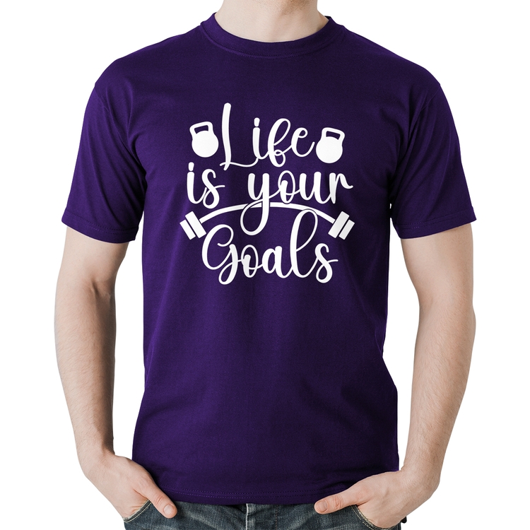 Camiseta Algodão Life Is Your Goals - Roxa