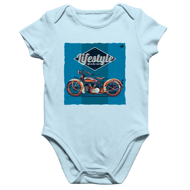 Body Bebê Algodão Life on the road - Azul Bebê