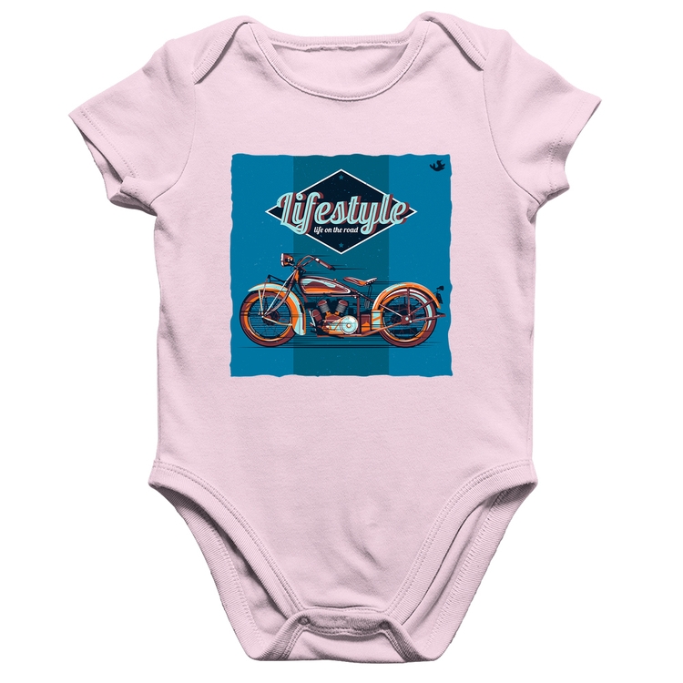 Body Bebê Algodão Life on the road - Rosa Bebê