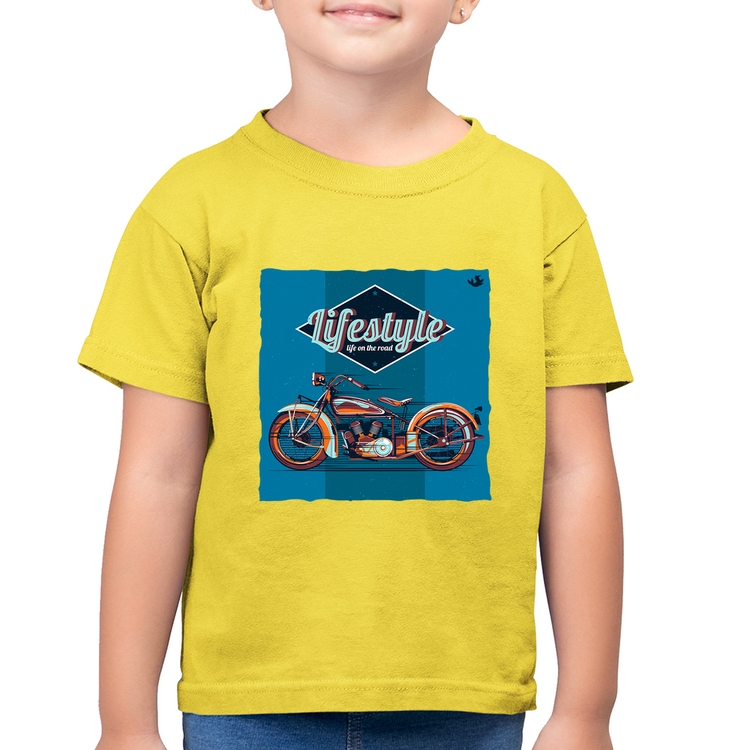 Camiseta Algodão Infantil Life on the road - Amarelo Canário