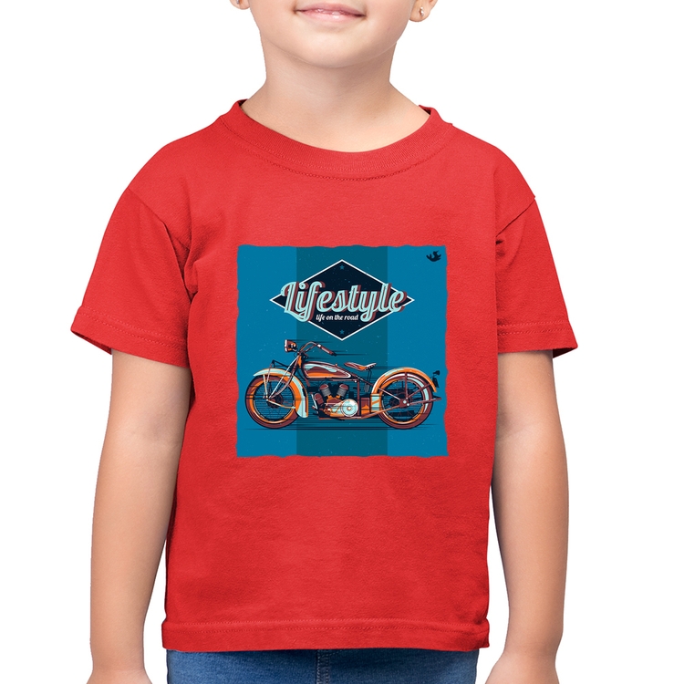 Camiseta Algodão Infantil Life on the road - Vermelha