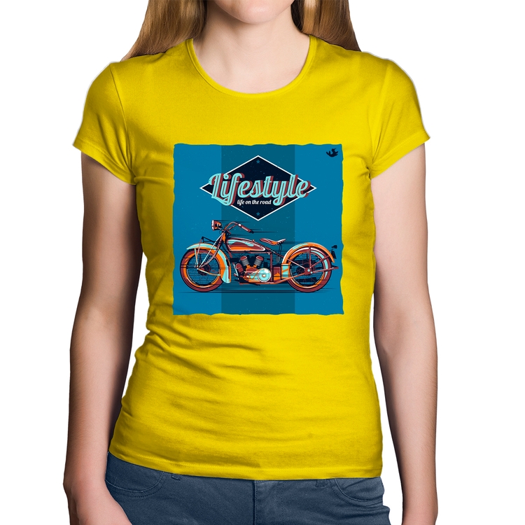 Baby Look Algodão Life on the road - Amarela