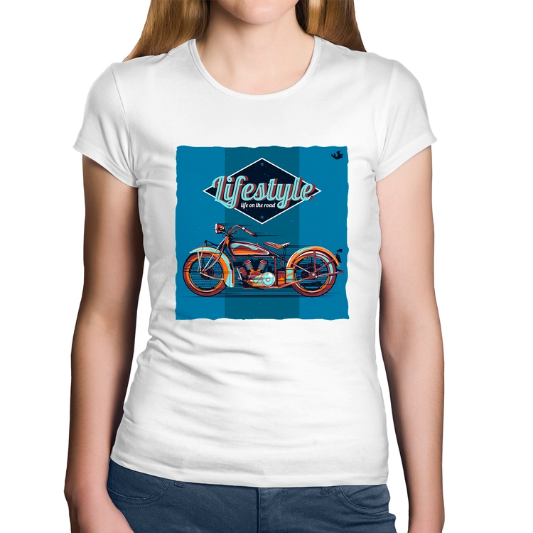 Baby Look Algodão Life on the road - Branca