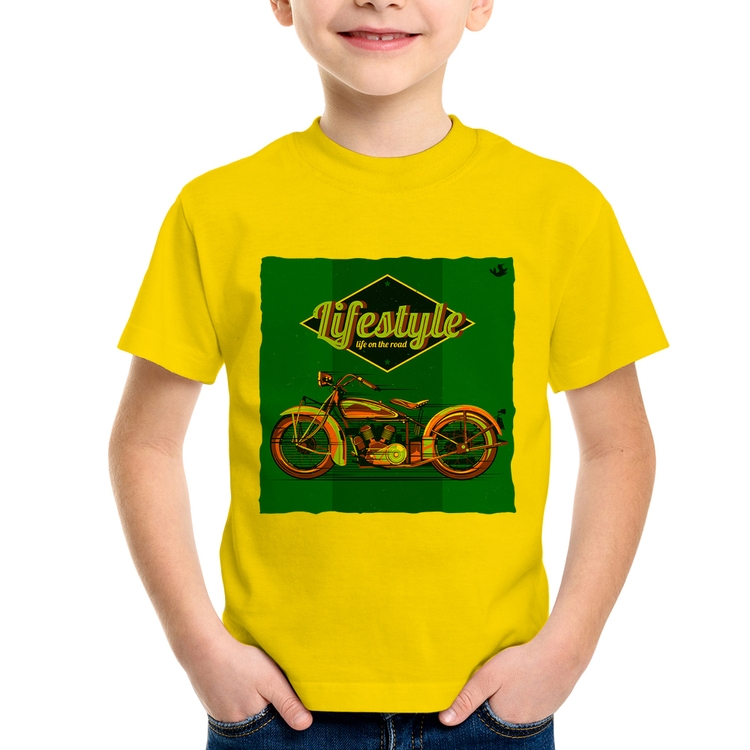 Camiseta Infantil Life on the road - Amarela