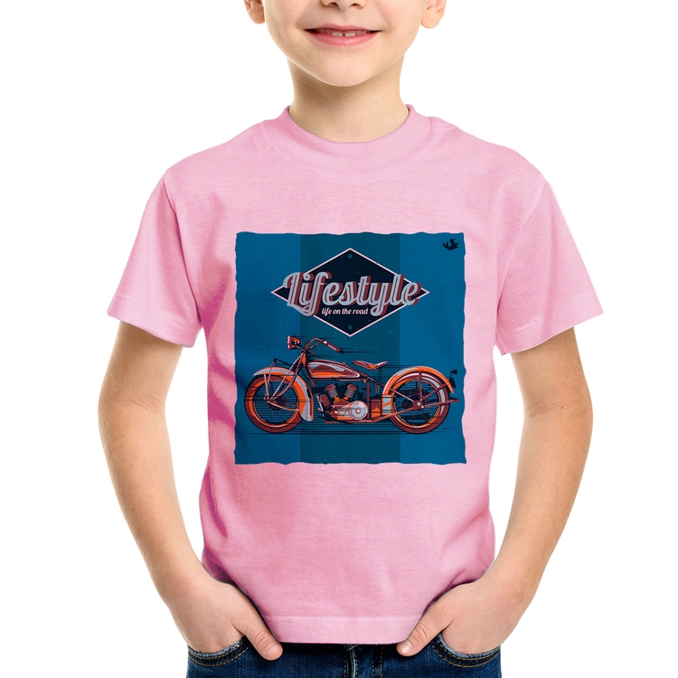 Camiseta Infantil Life on the road - Rosa Bebê