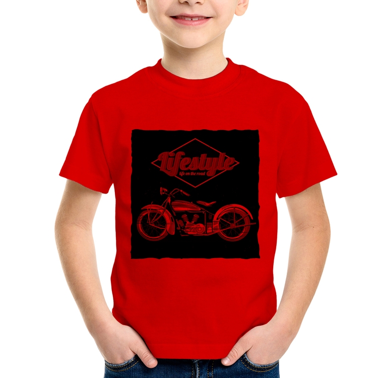 Camiseta Infantil Life on the road - Vermelha