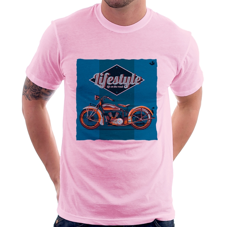 Camiseta Life on the road - Rosa Bebê