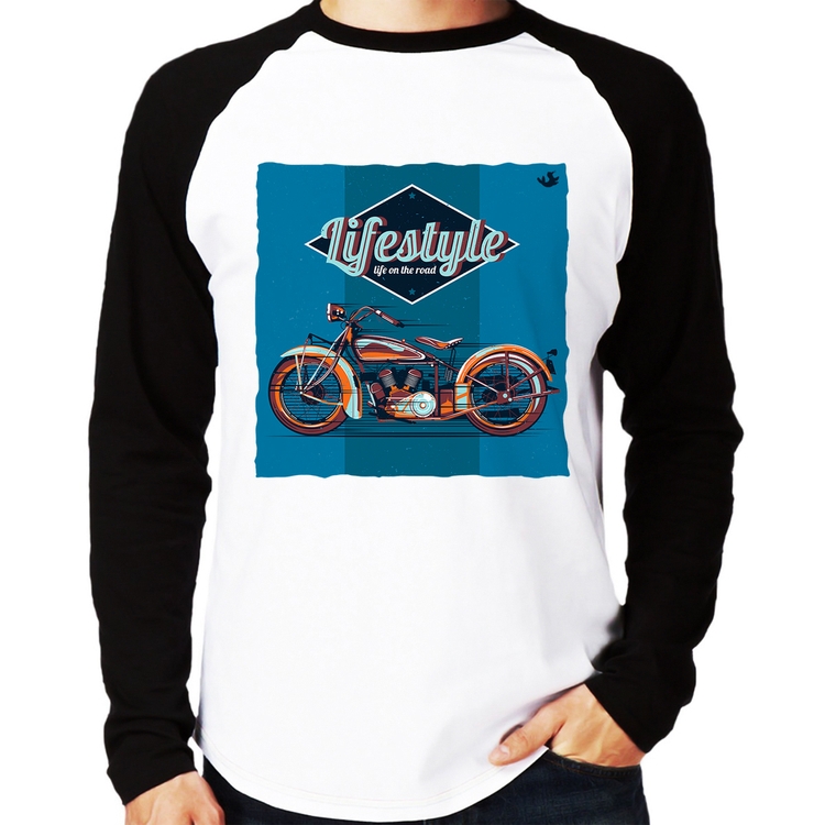 Camiseta Raglan Life on the road Manga Longa