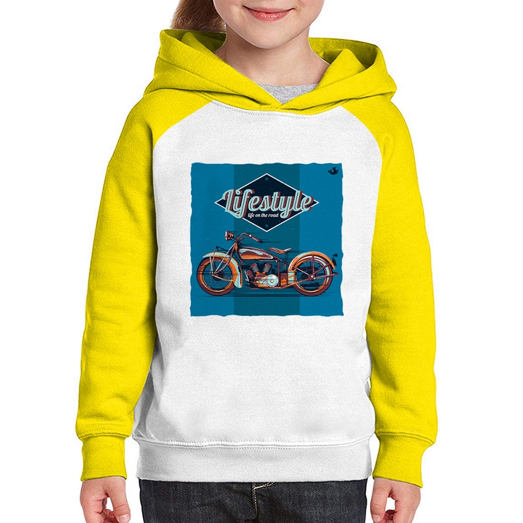 Moletom Infantil Life on the road - Branco/Amarelo